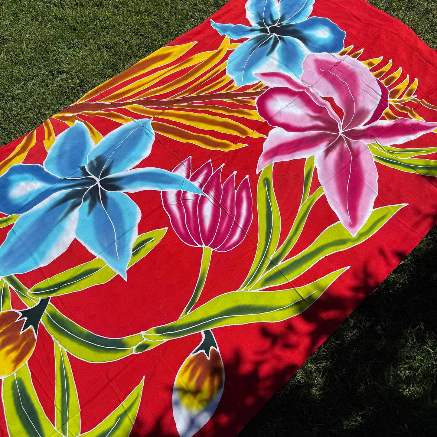 2m Ie Lavalava Women's Pareu Floral Sarong Beach Tropical Cover Up Size L Rayon Ie Sulu Tupenu