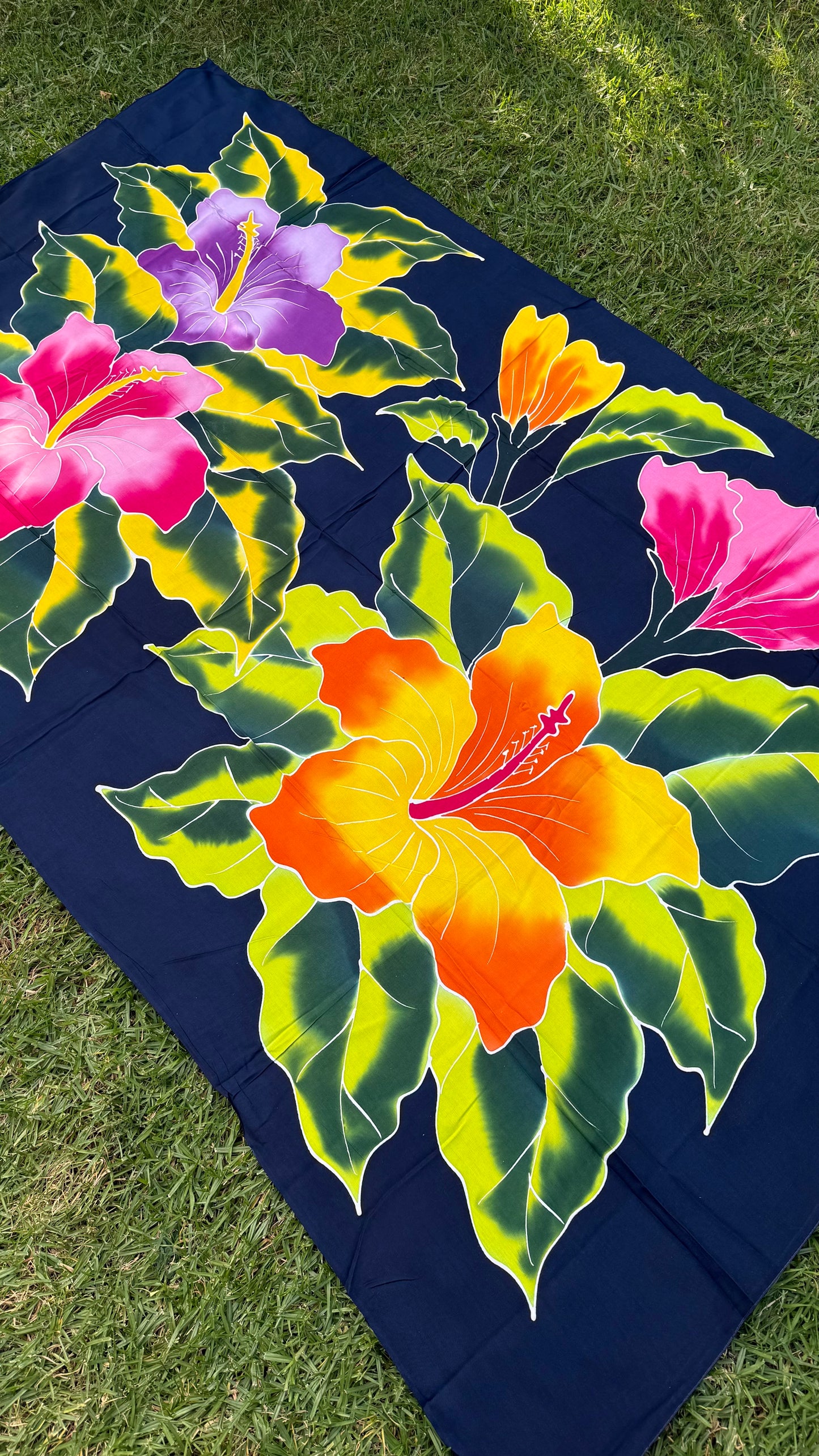 2m Ie Lavalava Women's Pareu Floral Sarong Beach Tropical Cover Up Size L Rayon Ie Sulu Tupenu