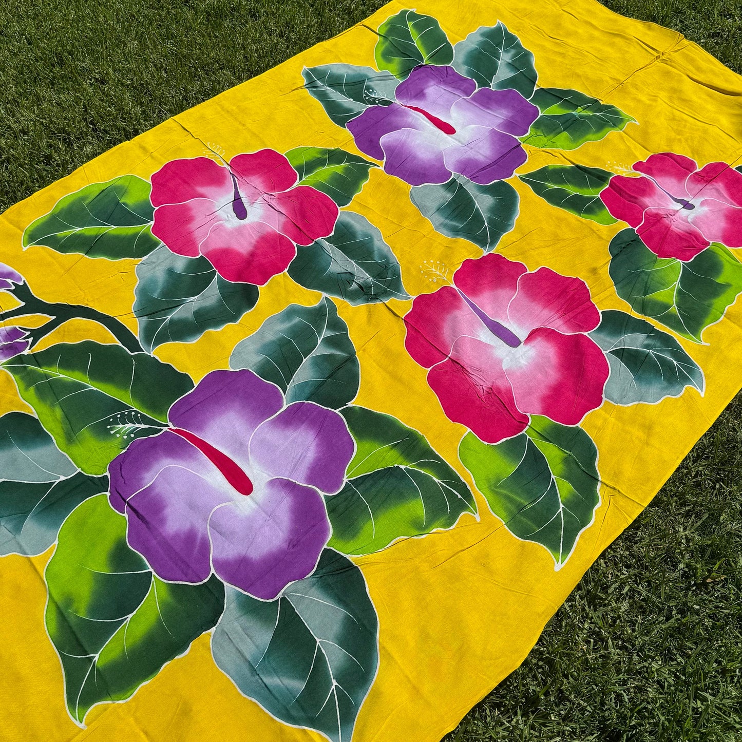 2m Ie Lavalava Women's Pareu Floral Sarong Beach Tropical Cover Up Size L Rayon Ie Sulu Tupenu