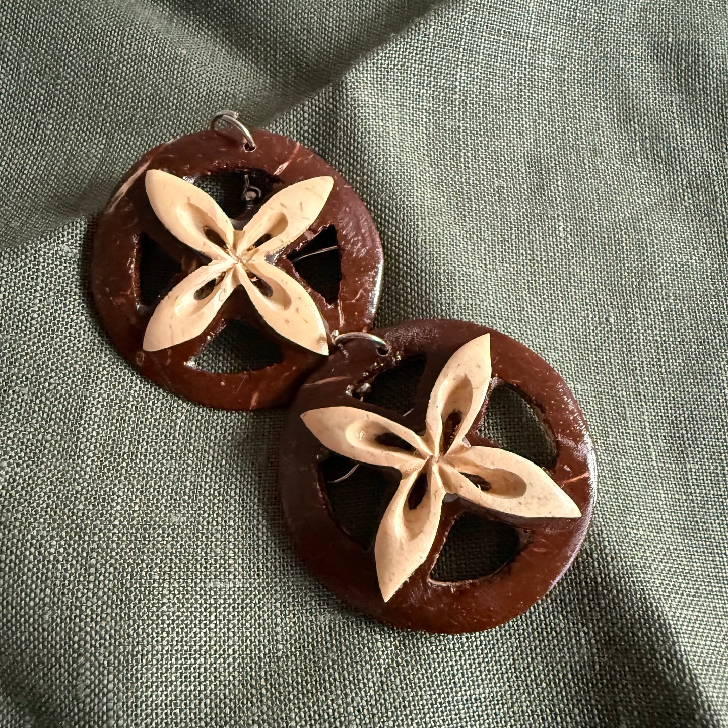 Coconut Shell Earrings Pacific Island Accessories