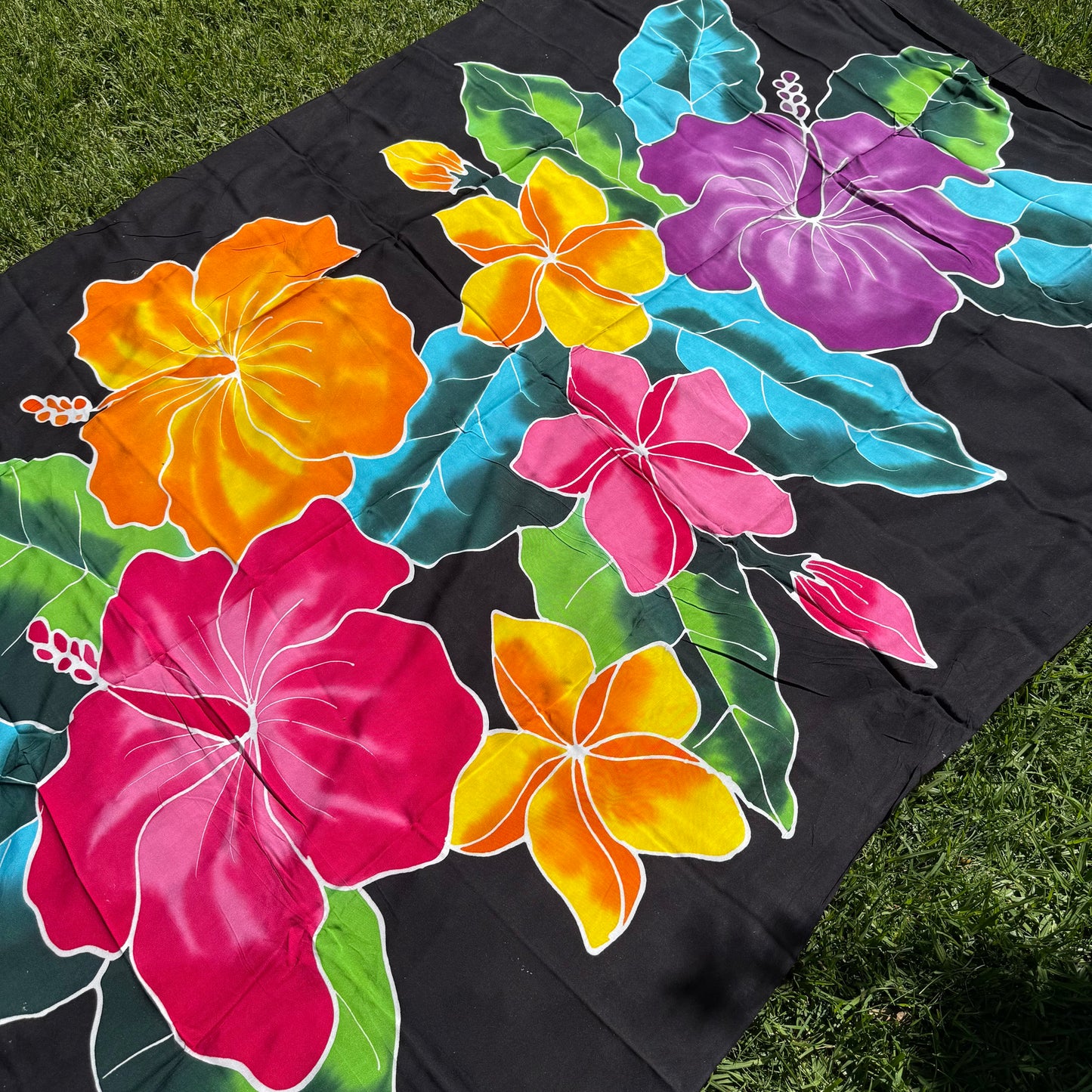 2m Ie Lavalava Women's Pareu Floral Sarong Beach Tropical Cover Up Size L Rayon Ie Sulu Tupenu