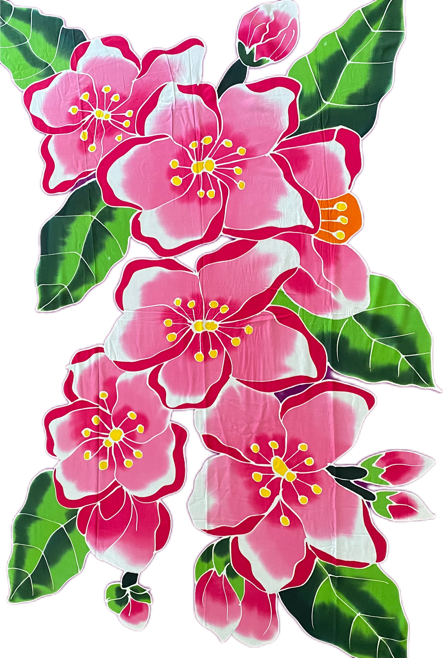 2m Ie Lavalava Purple Women's Pareu Pink Floral Hibiscus Sarong Beach Tropical Cover Up Size L Rayon