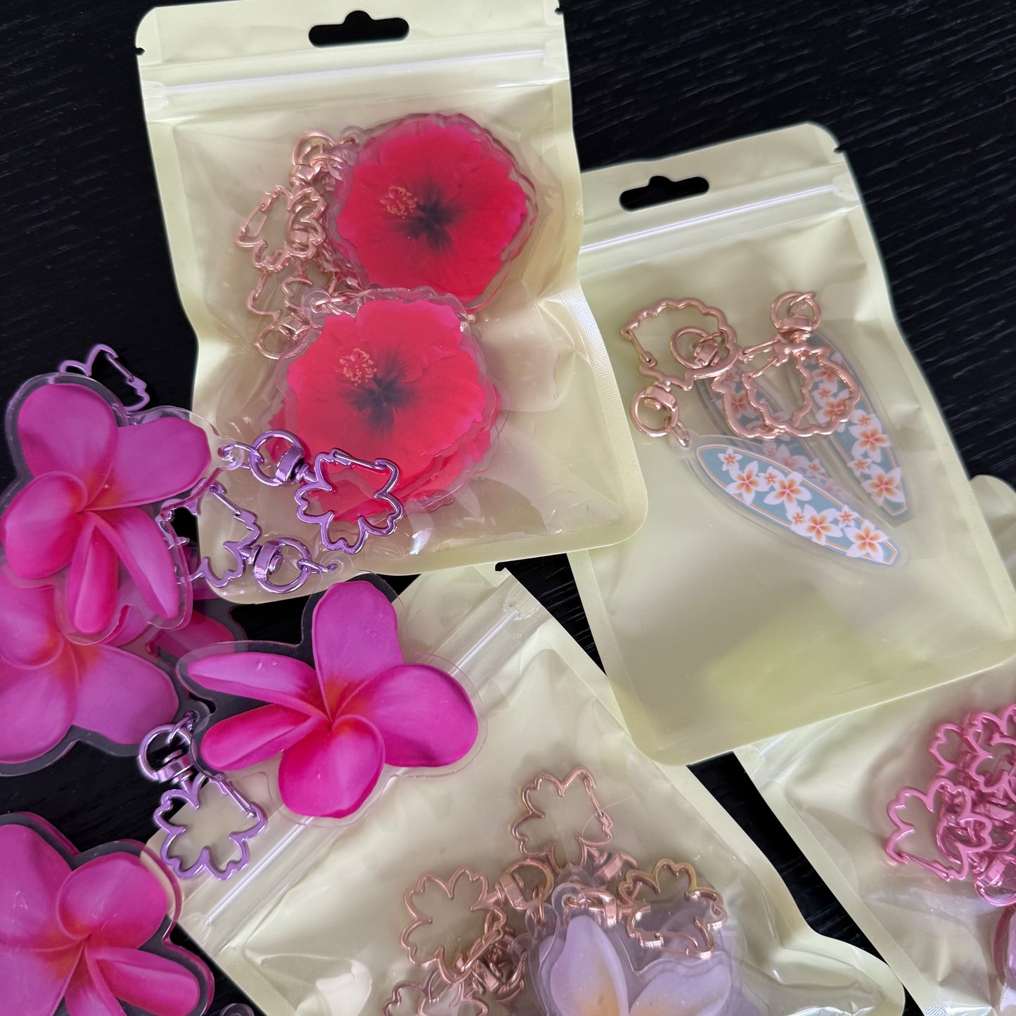 Hibiscus Acrylic Keychain Bag Charm Size M