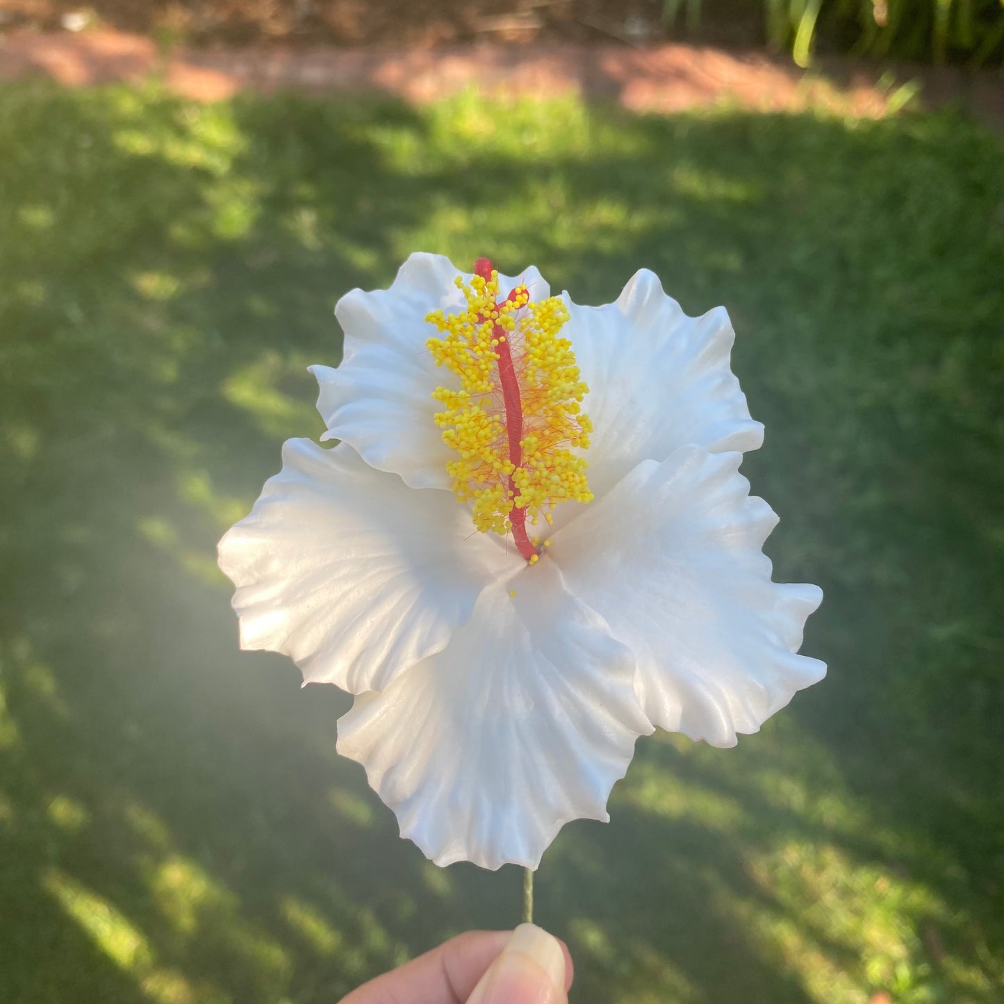 Lagi White Hibiscus Sei Aute Hair Flowers 8cm Tekiteki