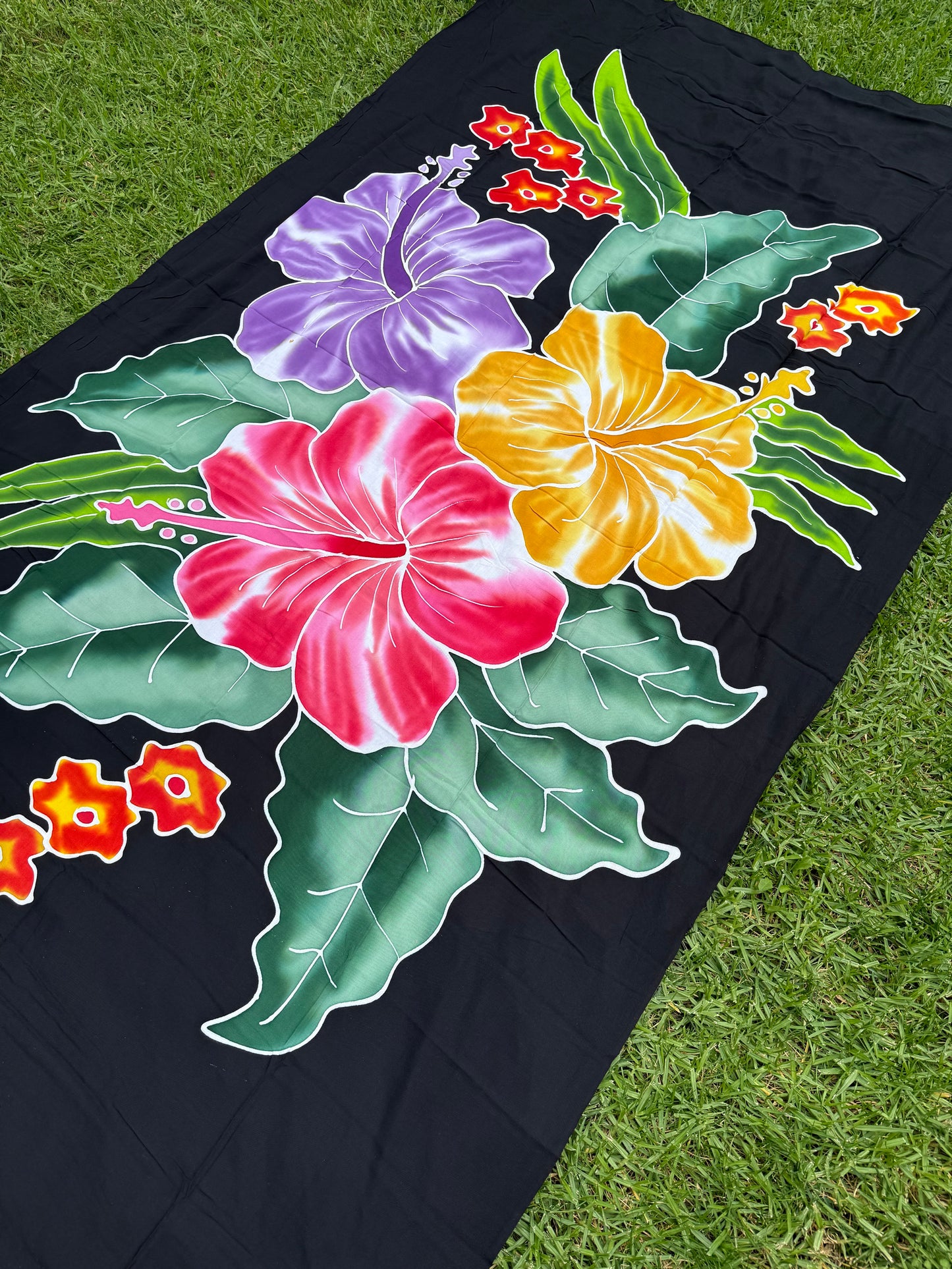 2m Ie Lavalava Women's Pareu Floral Sarong Beach Tropical Cover Up Size L Rayon Ie Sulu Tupenu