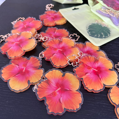 Hibiscus Acrylic Keychain Bag Charm Size L