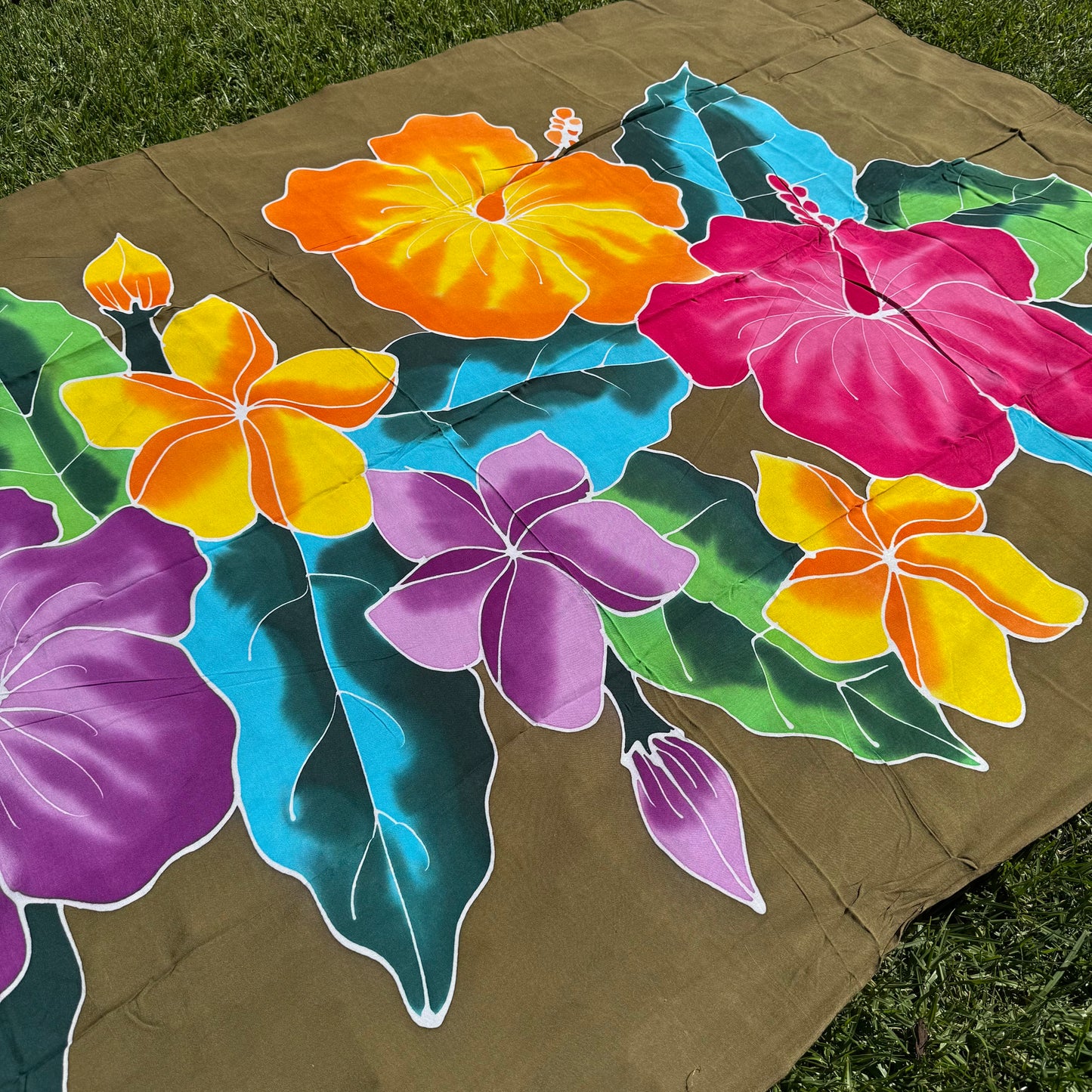 2m Ie Lavalava Women's Pareu Floral Sarong Beach Tropical Cover Up Size L Rayon Ie Sulu Tupenu