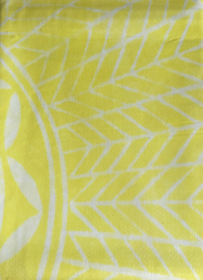 2m Pastel Lemon Block Print Table Cloth or Ie Lavalava Women's Pareo Cotton Poplin Sarong Beach Cover Up Size L