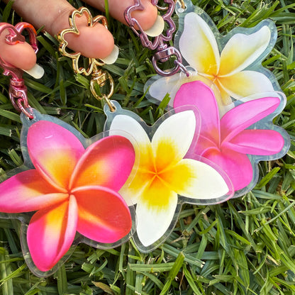 Frangipani Acrylic Keychain Bag Charm - Island Aesthetica