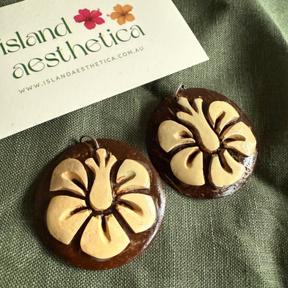 Coconut Shell Earrings Pacific Island Accessories