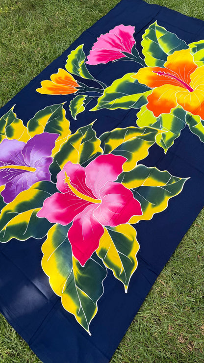 2m Ie Lavalava Women's Pareu Floral Sarong Beach Tropical Cover Up Size L Rayon Ie Sulu Tupenu