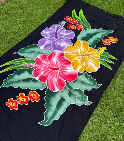 2m Ie Lavalava Women's Pareu Floral Sarong Beach Tropical Cover Up Size L Rayon Ie Sulu Tupenu