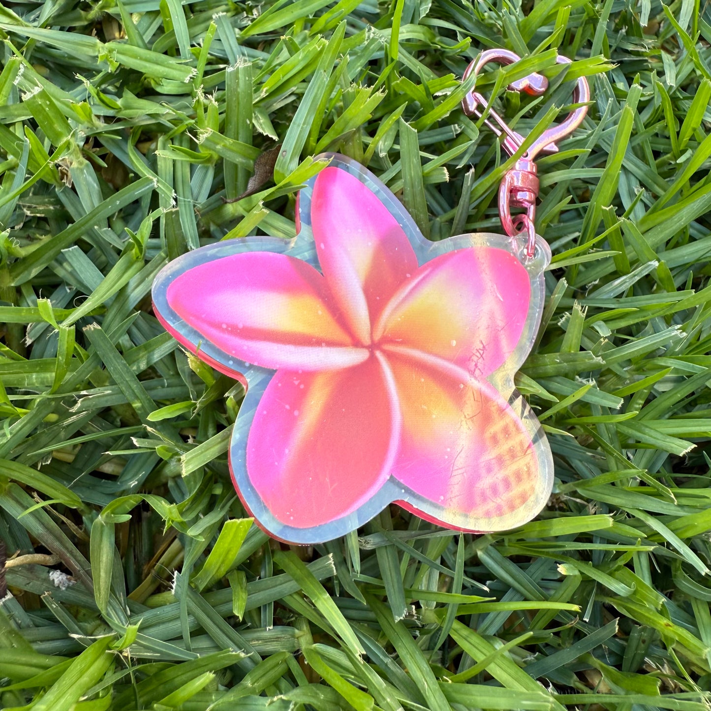 Frangipani Acrylic Keychain Bag Charm - Island Aesthetica