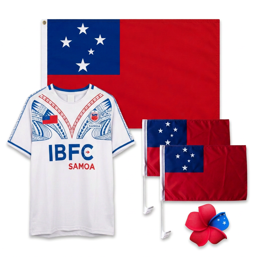 Samoa RLWC Supporter Bundle | XS to 8XL Jersey, Large Flag, Car Flags & Sei