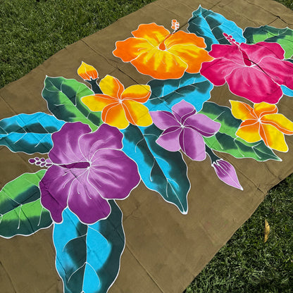 2m Ie Lavalava Women's Pareu Floral Sarong Beach Tropical Cover Up Size L Rayon Ie Sulu Tupenu