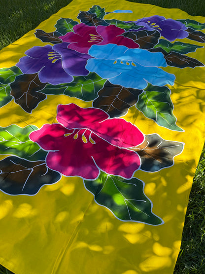 2m Ie Lavalava Women's Pareu Floral Sarong Beach Tropical Cover Up Size L Rayon Ie Sulu Tupenu