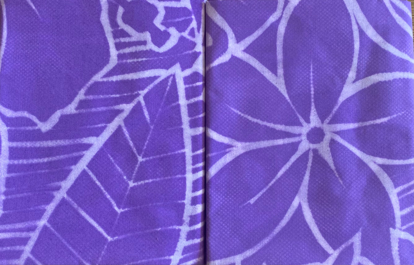 2m Pastel Purple Block Print Table Cloth or Ie Lavalava Women's Pareo Cotton Poplin Sarong Beach Cover Up Size L