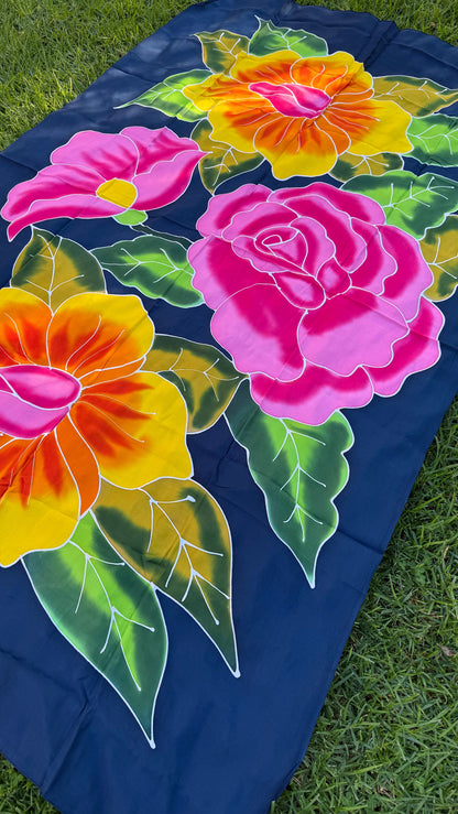 2m Polynesian Floral Sarong – Ie Lavalava Beach Cover Up
