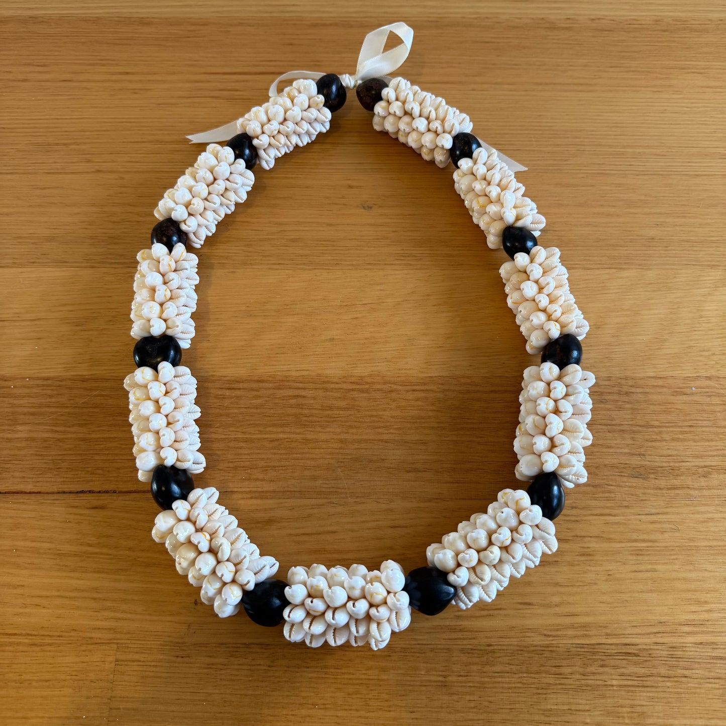 Cowrie Shell Necklace with Kukui Nut Ula Lei
