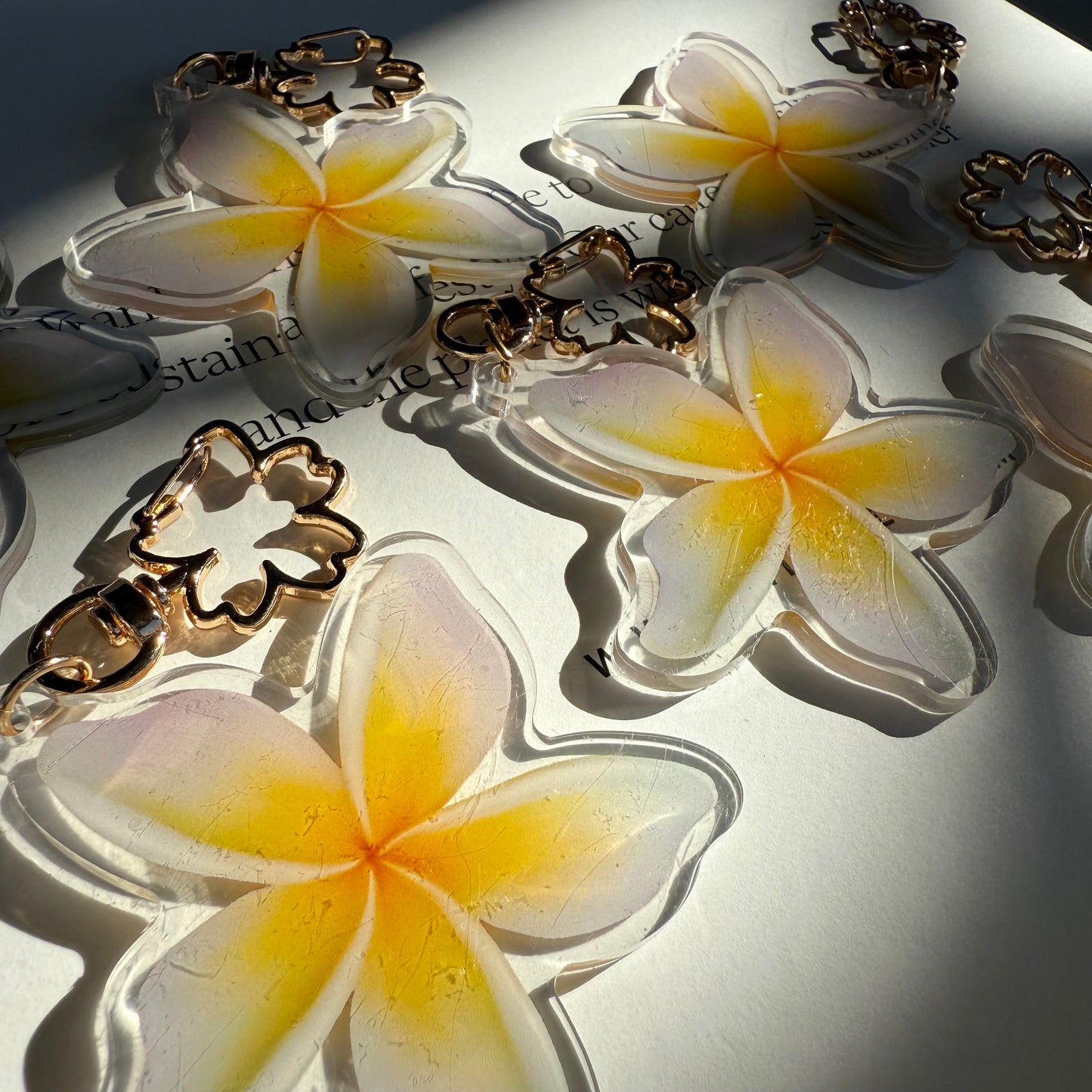 Plumeria Acrylic Keychain Bag Charm