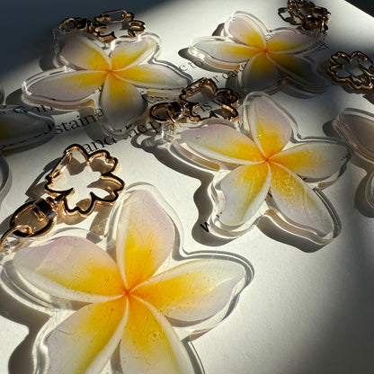Plumeria Acrylic Keychain Bag Charm