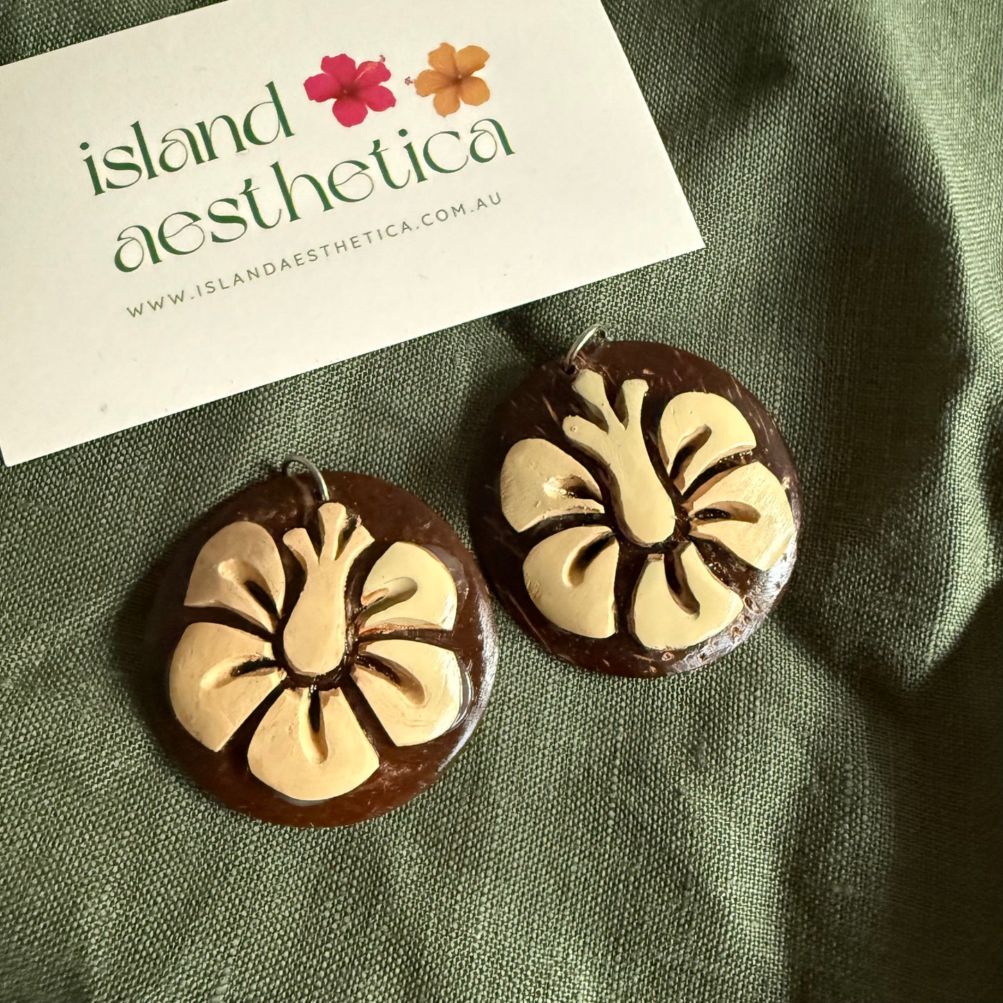 Coconut Shell Earrings Pacific Island Accessories