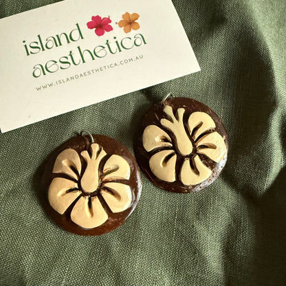 Coconut Shell Earrings Pacific Island Accessories