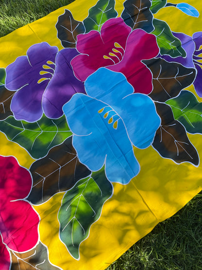 2m Ie Lavalava Women's Pareu Floral Sarong Beach Tropical Cover Up Size L Rayon Ie Sulu Tupenu