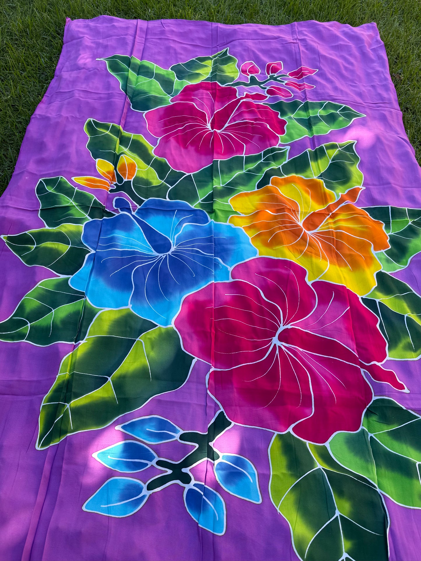 2m Ie Lavalava Women's Pareu Floral Sarong Beach Tropical Cover Up Size L Rayon Ie Sulu Tupenu