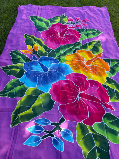 2m Ie Lavalava Women's Pareu Floral Sarong Beach Tropical Cover Up Size L Rayon Ie Sulu Tupenu