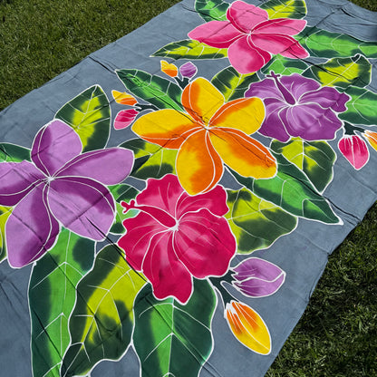 2m Ie Lavalava Women's Pareu Floral Sarong Beach Tropical Cover Up Size L Rayon Ie Sulu Tupenu