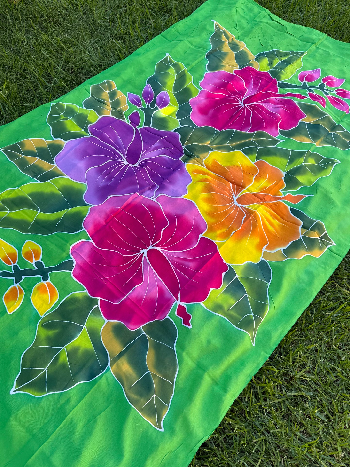 2m Ie Lavalava Women's Pareu Floral Sarong Beach Tropical Cover Up Size L Rayon Ie Sulu Tupenu