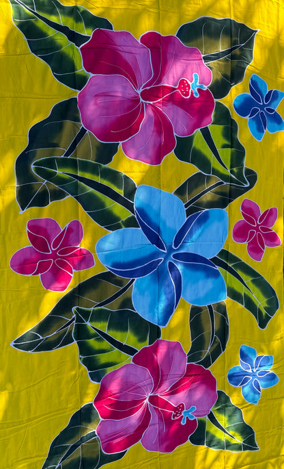 2m Ie Lavalava Women's Pareu Floral Sarong Beach Tropical Cover Up Size L Rayon