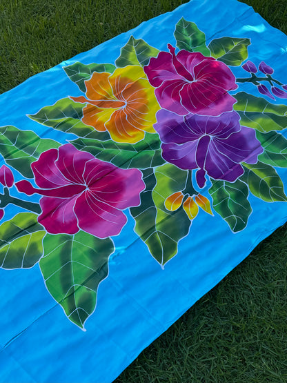 2m Ie Lavalava Women's Pareu Floral Sarong Beach Tropical Cover Up Size L Rayon Ie Sulu Tupenu
