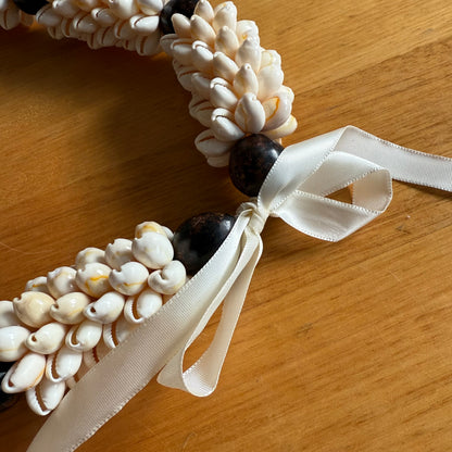 Cowrie Shell Necklace with Kukui Nut Ula Lei