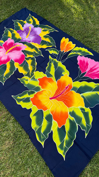 2m Ie Lavalava Women's Pareu Floral Sarong Beach Tropical Cover Up Size L Rayon Ie Sulu Tupenu