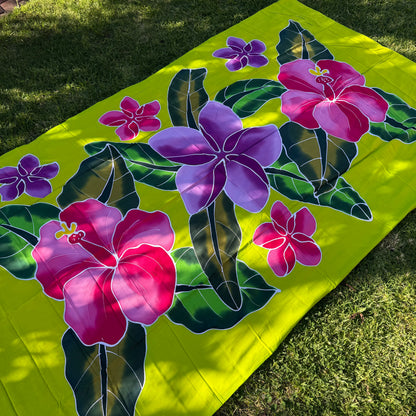 2m Ie Lavalava Women's Pareu Floral Sarong Beach Tropical Cover Up Size L Rayon