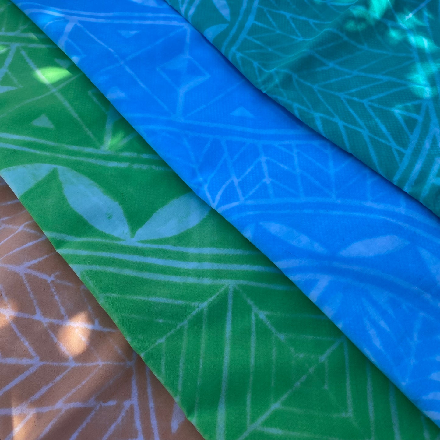 2m Pastel Tidal Block Print Table Cloth or Ie Lavalava Women's Pareo Cotton Poplin Sarong Beach Cover Up Size L