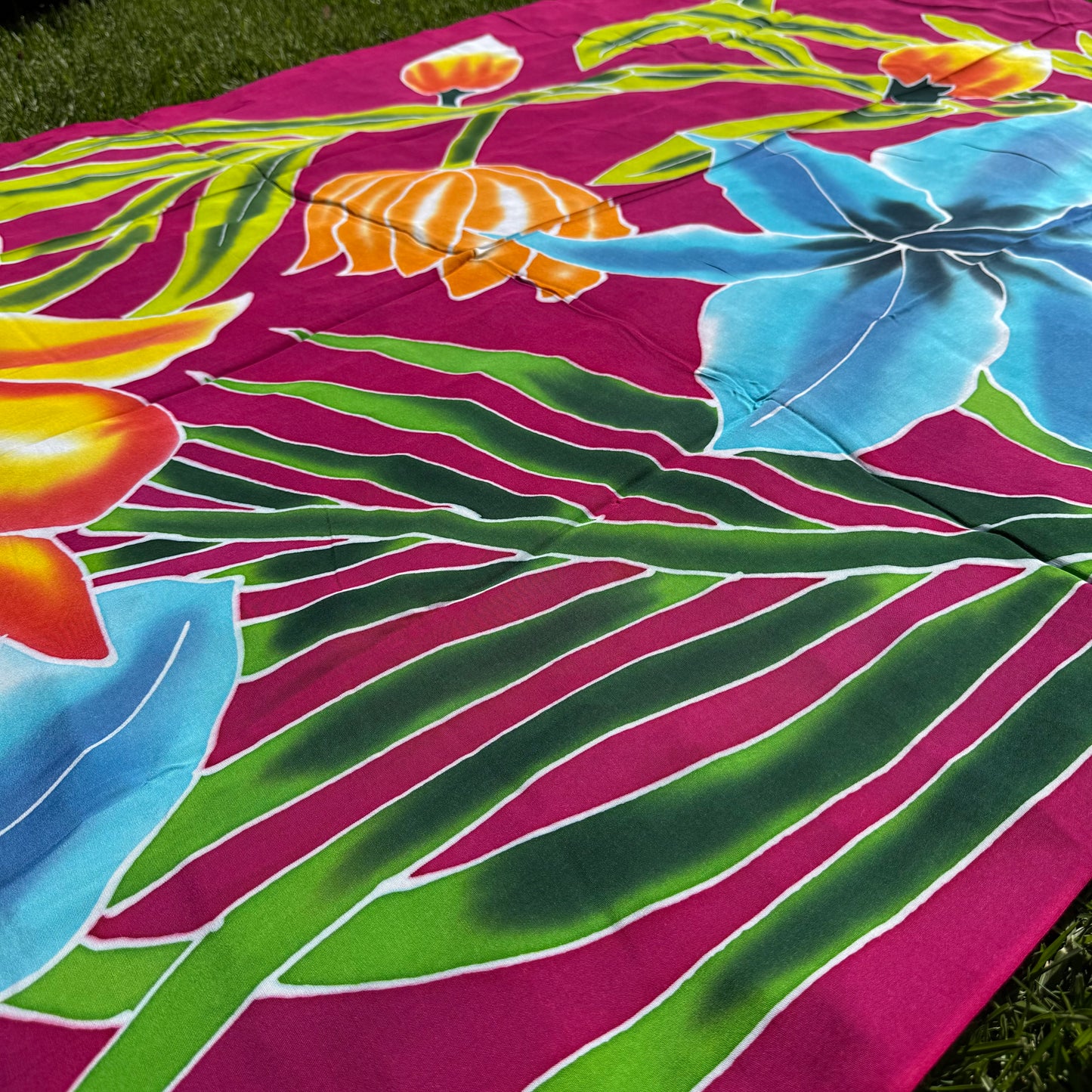 2m Ie Lavalava Women's Pareu Floral Sarong Beach Tropical Cover Up Size L Rayon Ie Sulu Tupenu