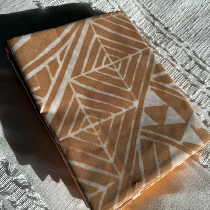 2m Caramel Pastel Block Print Table Clothe or Ie Lavalava Women's Pareo Cotton Poplin Sarong Beach Cover Up Size L