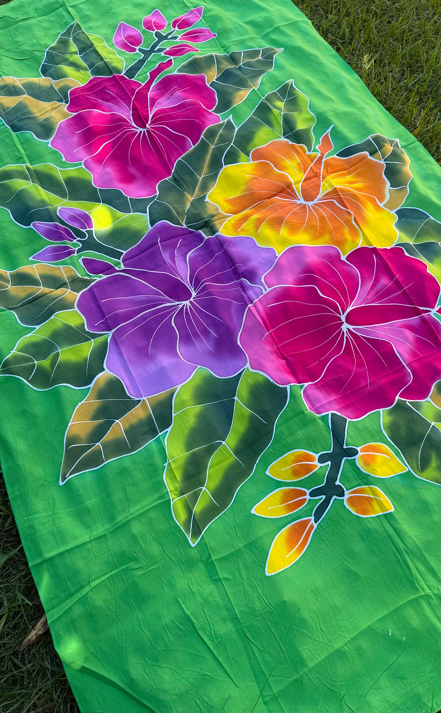 2m Ie Lavalava Women's Pareu Floral Sarong Beach Tropical Cover Up Size L Rayon Ie Sulu Tupenu