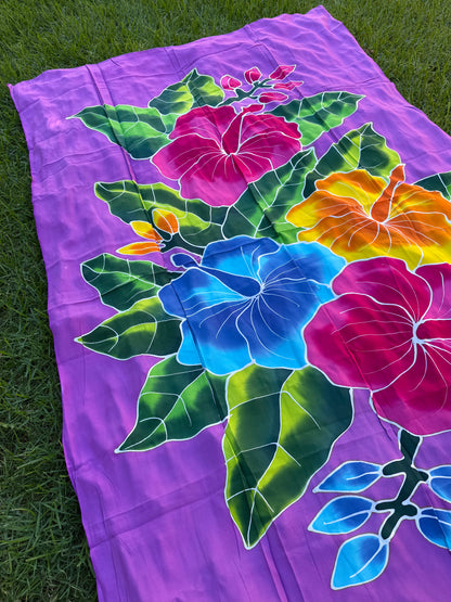 2m Ie Lavalava Women's Pareu Floral Sarong Beach Tropical Cover Up Size L Rayon Ie Sulu Tupenu