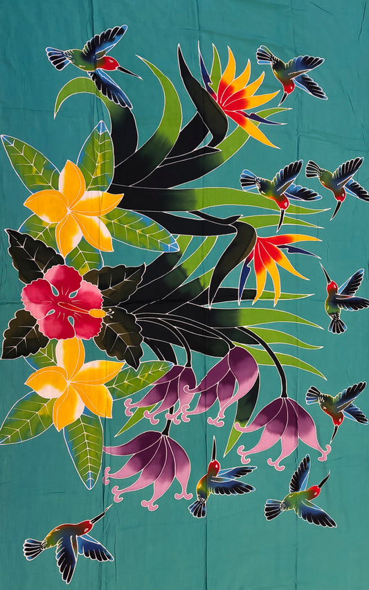 2m Ie Lavalava Women's Pareu Floral Sarong Beach Tropical Cover Up Size L Rayon