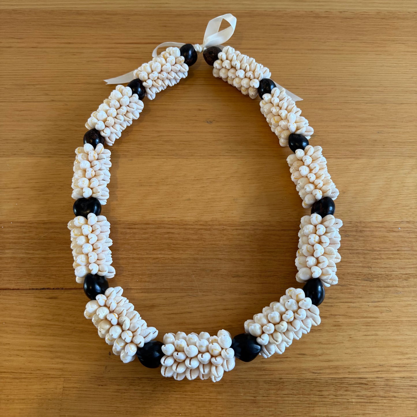 Cowrie Shell Necklace with Kukui Nut Ula Lei