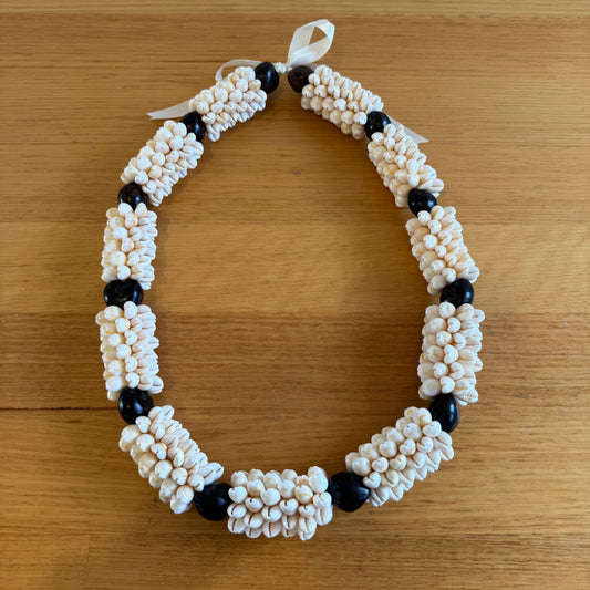 Cowrie Shell Necklace with Kukui Nut Ula Lei