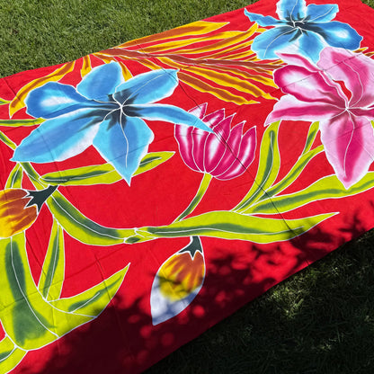 2m Ie Lavalava Women's Pareu Floral Sarong Beach Tropical Cover Up Size L Rayon Ie Sulu Tupenu