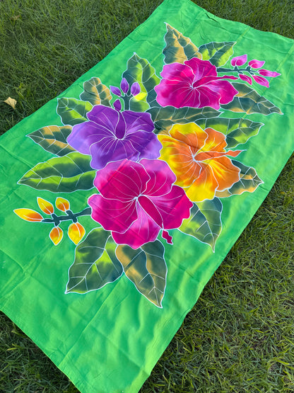 2m Ie Lavalava Women's Pareu Floral Sarong Beach Tropical Cover Up Size L Rayon Ie Sulu Tupenu