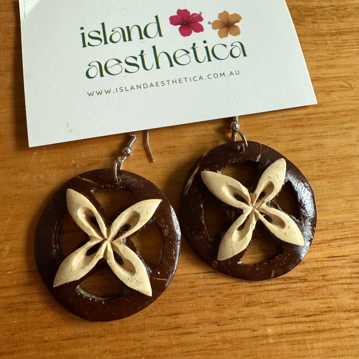 Coconut Shell Earrings Pacific Island Accessories
