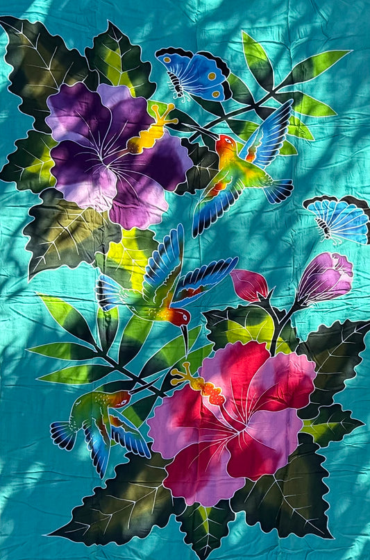 2m Ie Lavalava Women's Pareu Floral Sarong Beach Tropical Cover Up Size L Rayon