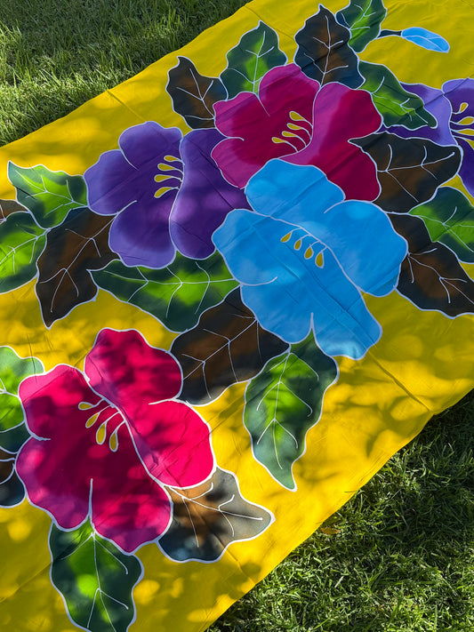 2m Ie Lavalava Women's Pareu Floral Sarong Beach Tropical Cover Up Size L Rayon Ie Sulu Tupenu